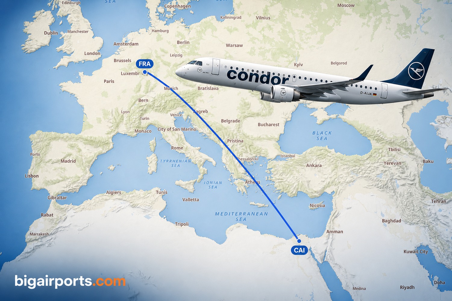Condor Launches Daily Frankfurt-Cairo Embraer E190 Service