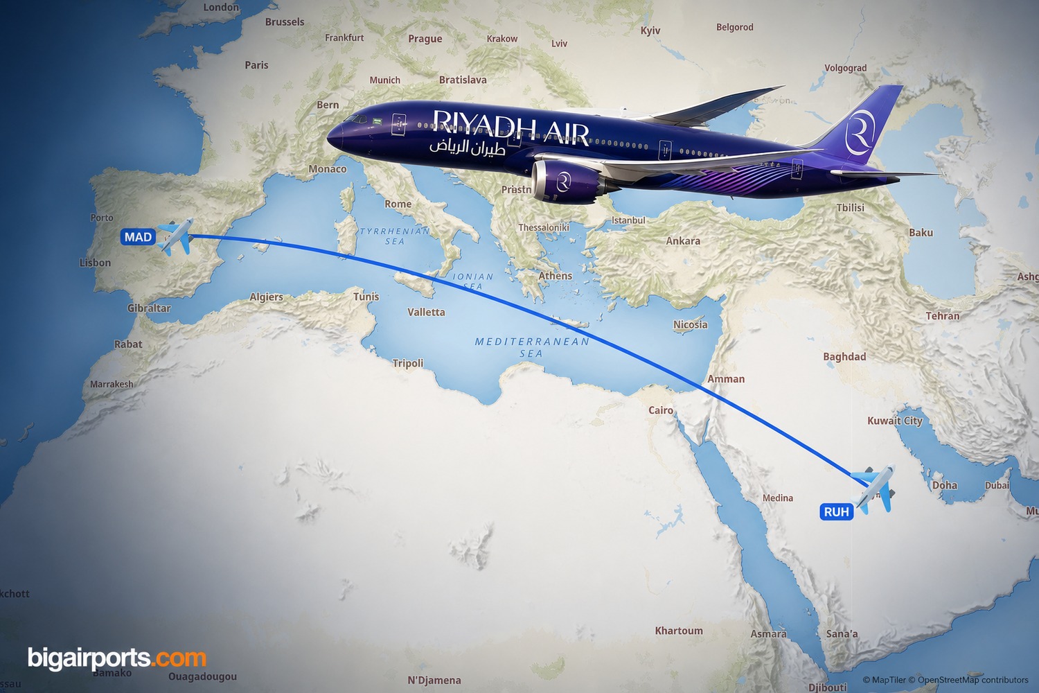 Riyadh Air to Launch Riyadh-Madrid Boeing 787-9 Flights in July