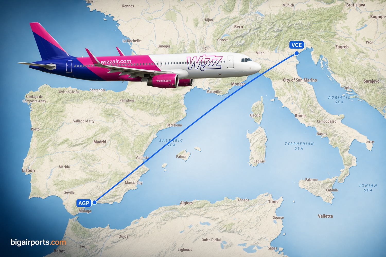 Wizz Air Launches Four-Weekly Málaga–Venice Marco Polo Service