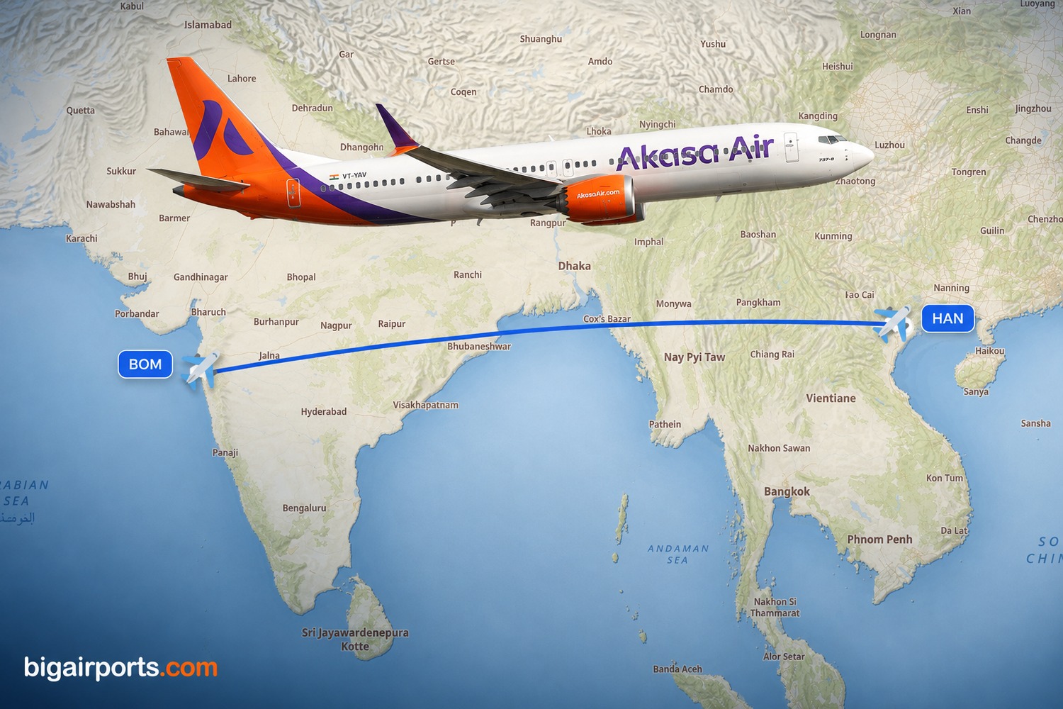 Akasa Air Opens Mumbai–Hanoi Route with 4x-Weekly Boeing 737-8